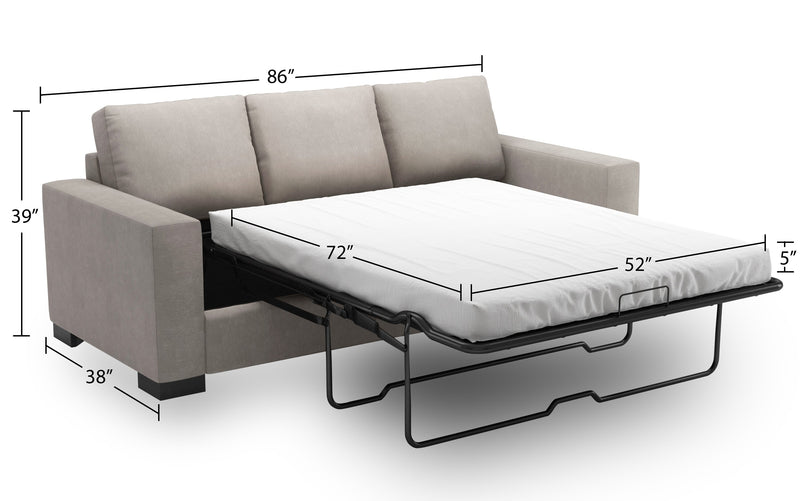 Made in Canada Customizable Sofa Lab Track 85\" Linen-Look Fabric Sofa Bed with Track Arms - Pax Slate Grey