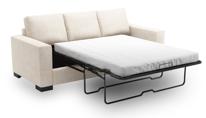 Made in Canada Customizable Sofa Lab Track 85\" Chenille Fabric Sofa Bed with Track Arms - Luxury Sand Beige