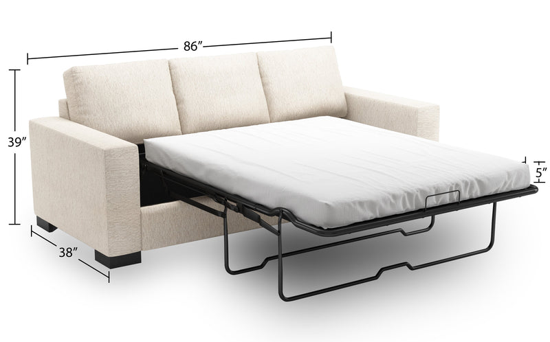 Made in Canada Customizable Sofa Lab Track 85\" Chenille Fabric Sofa Bed with Track Arms - Luxury Sand Beige