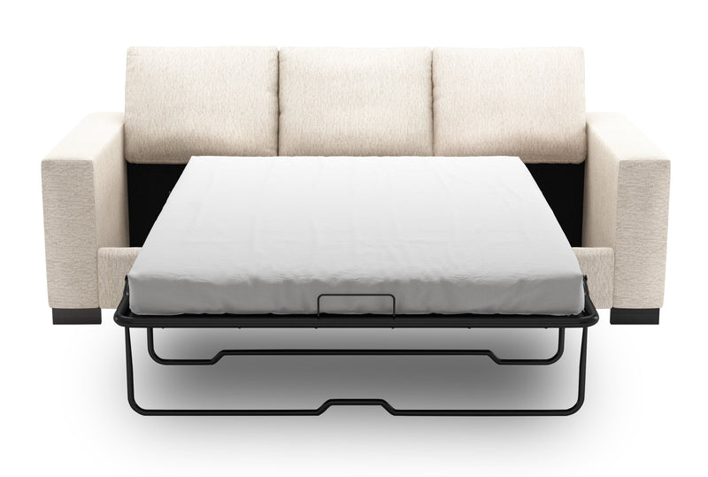 Made in Canada Customizable Sofa Lab Track 85\" Chenille Fabric Sofa Bed with Track Arms - Luxury Sand Beige