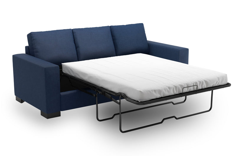 Made in Canada Customizable Sofa Lab Track 85\" Linen-Look Fabric Sofa Bed with Track Arms - Pax Navy Blue