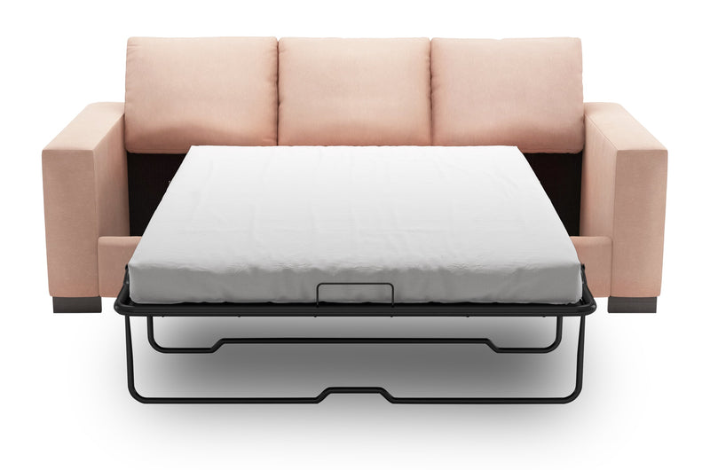 Made in Canada Customizable Sofa Lab Track 85\" Linen-Look Fabric Sofa Bed with Track Arms - Pax Rose Pink