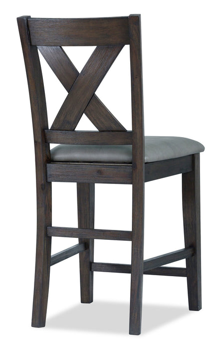 Tribeca Counter-Height Dining Chair with Vegan-Leather Fabric, Cross-Back - Grey/Brown