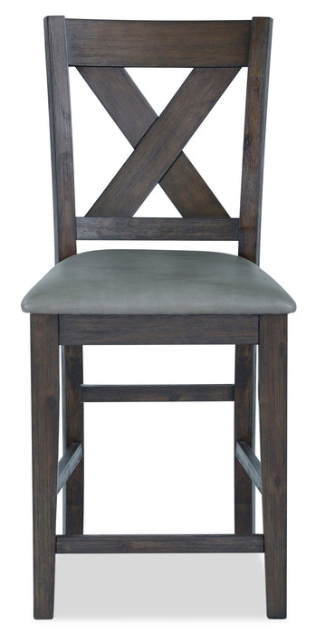 Tribeca Counter-Height Dining Chair with Vegan-Leather Fabric, Cross-Back - Grey/Brown