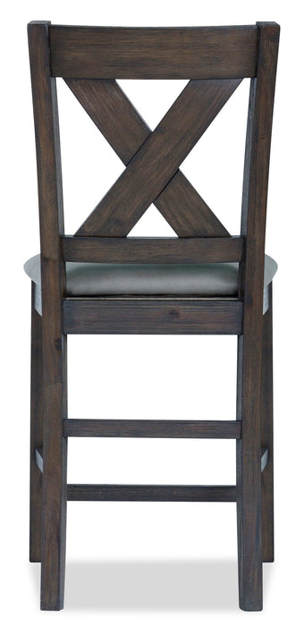 Tribeca Counter-Height Dining Chair with Vegan-Leather Fabric, Cross-Back - Grey/Brown