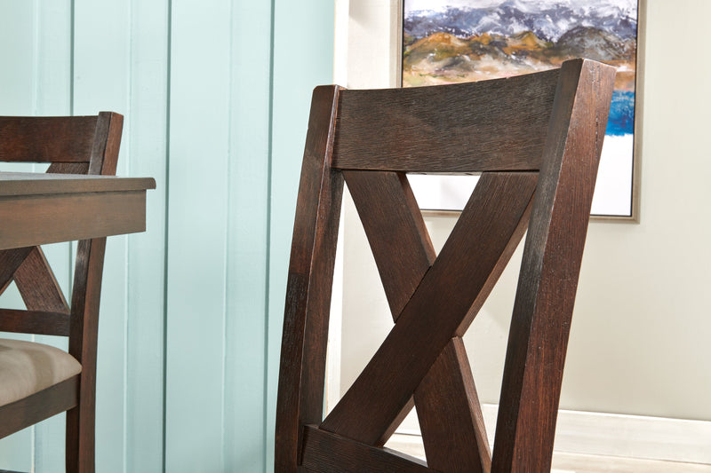 Tribeca Counter-Height Dining Chair with Vegan-Leather Fabric, Cross-Back - Grey/Brown