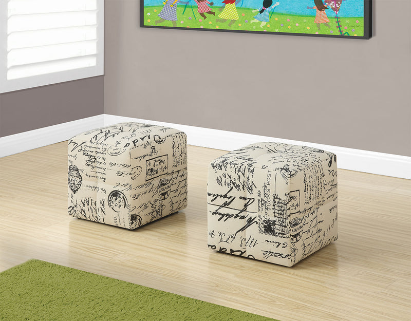 Monarch 2pc Ottoman Set with Vintage Script Design for Kids - Taupe