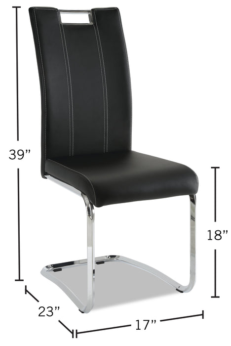 Tuxedo Dining Chair with Vegan-Leather Fabric, Metal - Black