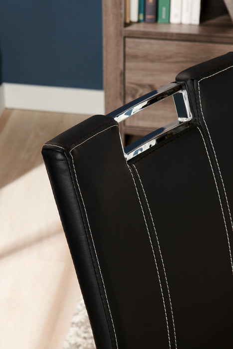 Tuxedo Dining Chair with Vegan-Leather Fabric, Metal - Black