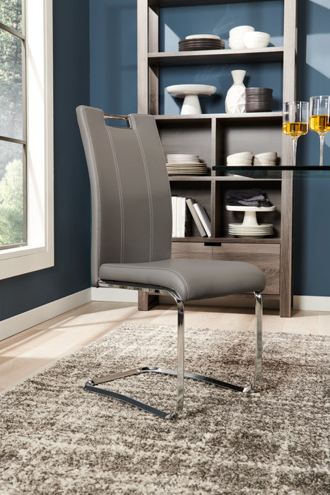 Tuxedo Dining Chair with Vegan-Leather Fabric, Metal - Grey