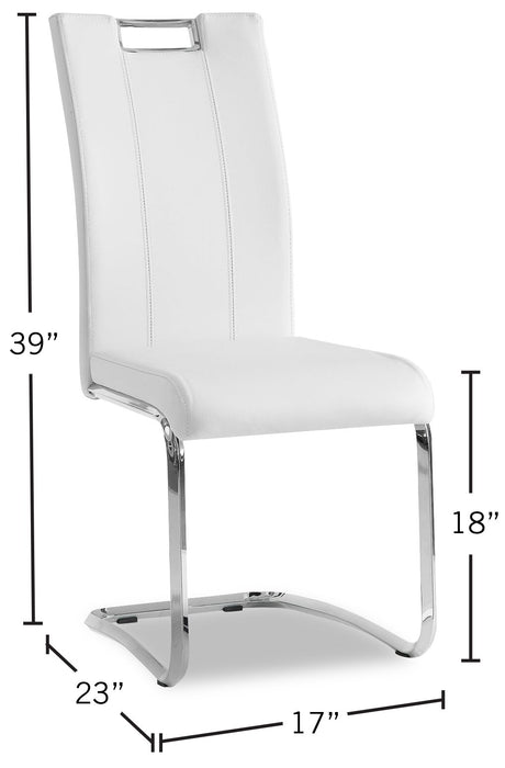 Tuxedo Dining Chair with Vegan-Leather Fabric, Metal - White