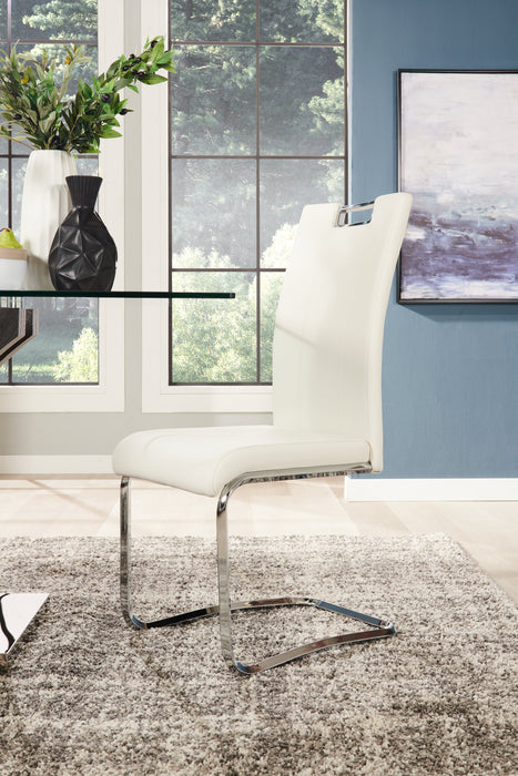 Tuxedo Dining Chair with Vegan-Leather Fabric, Metal - White