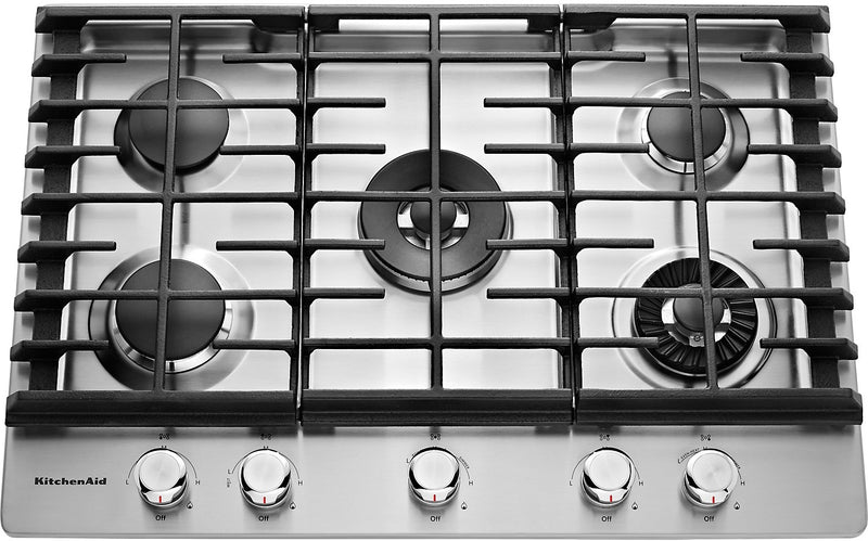 KitchenAid 30\" 5-Element Gas Cooktop - Stainless Steel - KCGS950ESS