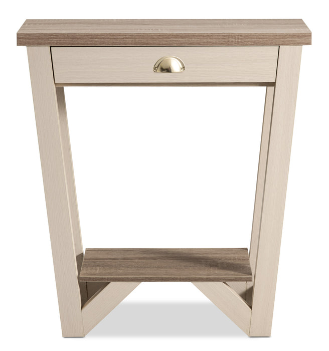 Arika 31\" Modern End Table with Storage and Shelf - Ivory 