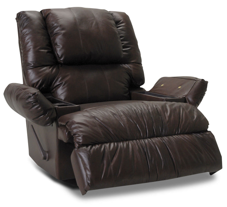 Recliner 5598 Genuine Leather Massage Recliner with Storage Arms - Chocolate