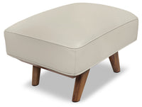 Kai Genuine Leather Ottoman – Silver