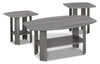 Rosario 36\" Modern 3-Pack Coffee + 2 End Tables with Shelf - Grey 