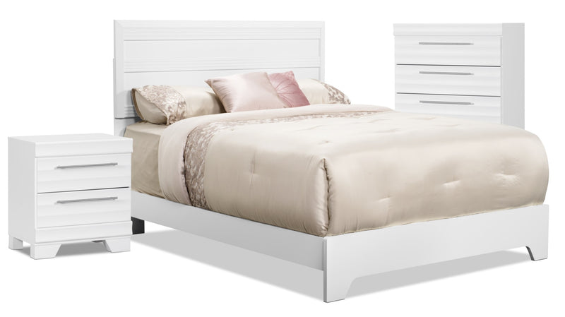 Olivia 5-Piece Queen Bedroom Package with Chest and Nightstand – White