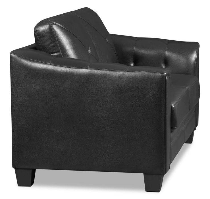 Andi 62\" Leather-Look Fabric Loveseat with Button Tufting - Black