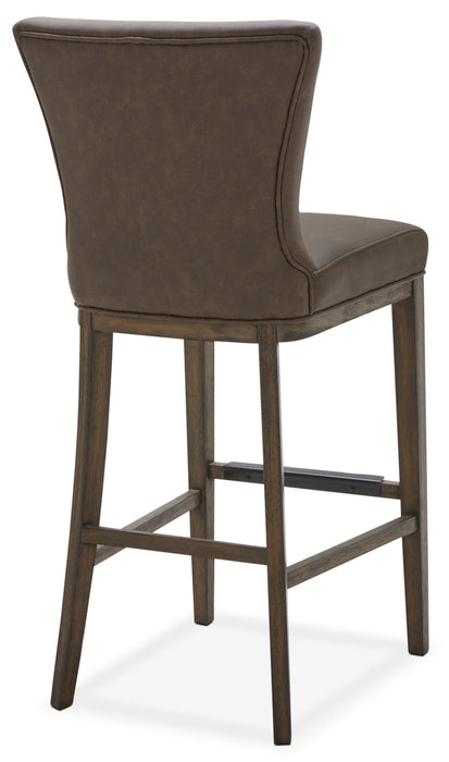 Quinn Barstool with Vegan Leather Fabric - Brown