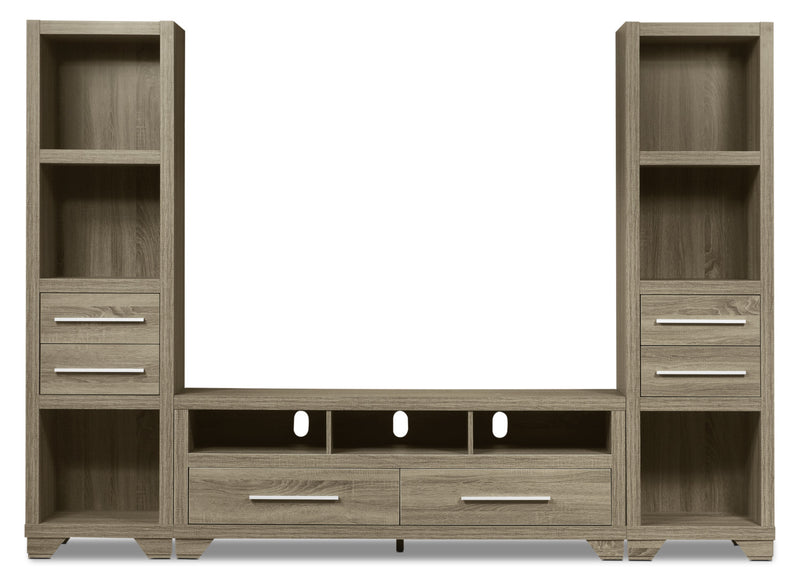 Glendale 99\" 3-Piece Entertainment Centre with Storage and Cable Management for TVs up to 65\"- Grey