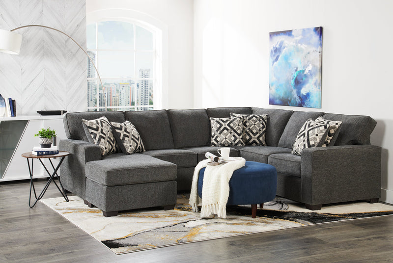 Made in Canada Verona 2-Piece Left-Facing Linen-Look Fabric Sectional with Removable Cushions - Charcoal Grey