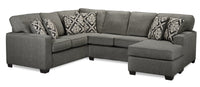 Made in Canada Verona 2-Piece Right-Facing Linen-Look Fabric Sectional with Removable Cushions - Charcoal Grey 