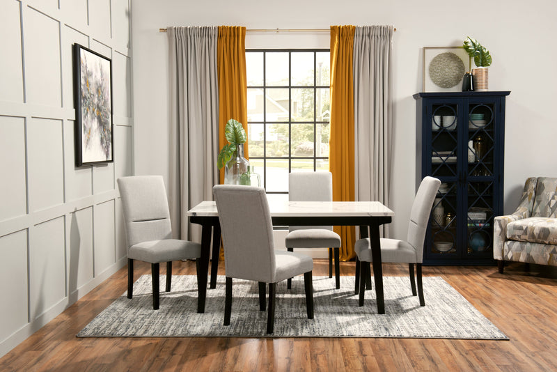 Verona 5pc Dining Set with Table & 4 Chairs, Culture Marbled Top, 60\"W - White