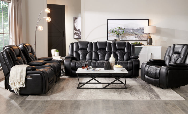 Verona 47.25\" Modern Coffee Table - White Marble Look with Black Metal Base