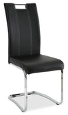 ["Tuxedo Dining Chair with Vegan-Leather Fabric, Metal - Black"]