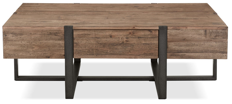 Manchester 48\" Rustic Coffee Table with Storage - Brown Wood with Iron Base