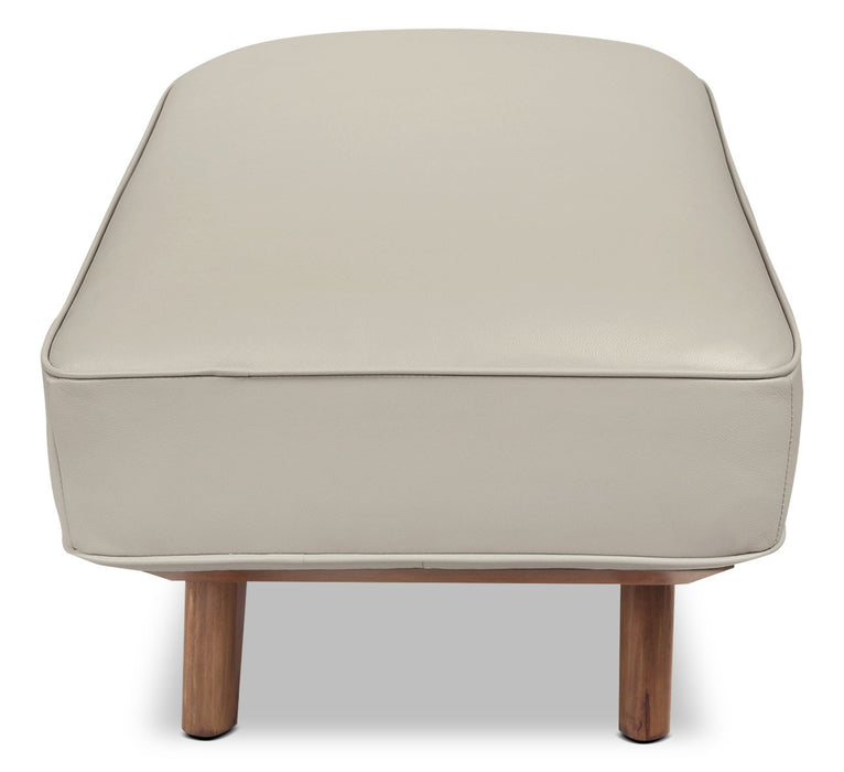 Kai Genuine Leather Ottoman – Silver