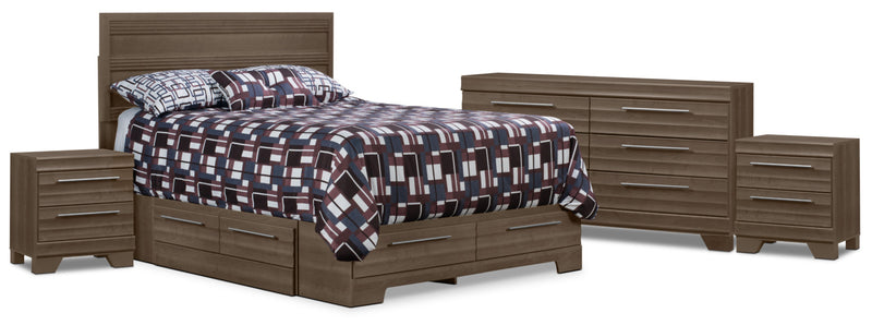 Olivia 6-Piece Queen Storage Bedroom Package with 2 Nightstands – Grey