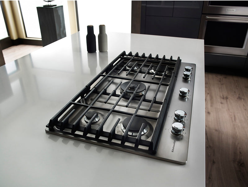 KitchenAid 36\" 5-Element Gas Cooktop - Stainless Steel - KCGS956ESS