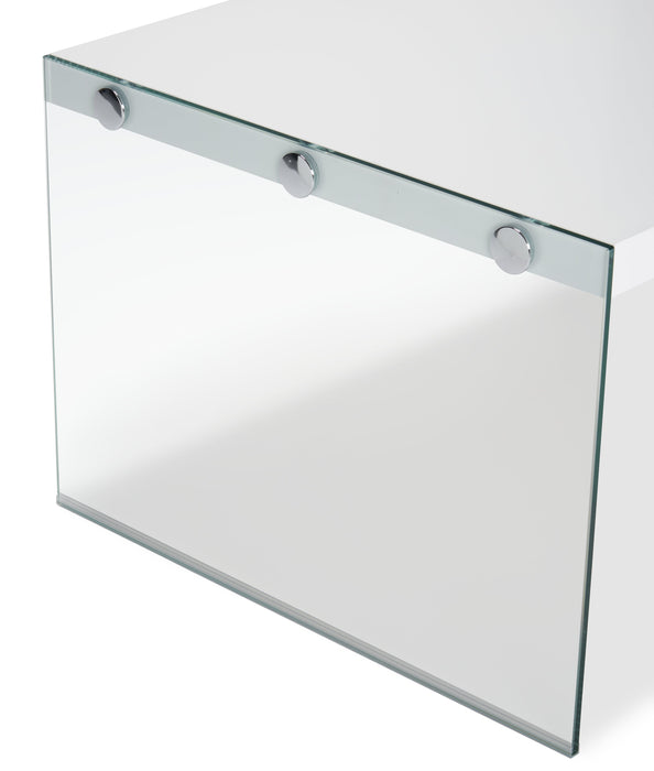 Waterford 44\" Modern Coffee Table - White with Glass Legs