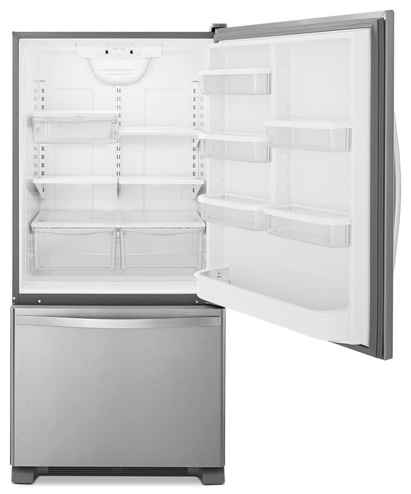 Whirlpool 30\" 18.7 Cu. Ft. Bottom-Mount Refrigerator - Monochromatic Stainless Steel - WRB329RFBM