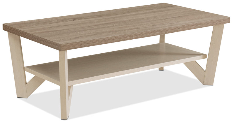 Arika 47.5\" Modern 3-Pack Coffee + 2 End Tables with Shelf - Ivory 