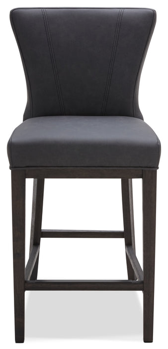 Quinn Counter-Height Stool with Vegan Leather Fabric - Grey