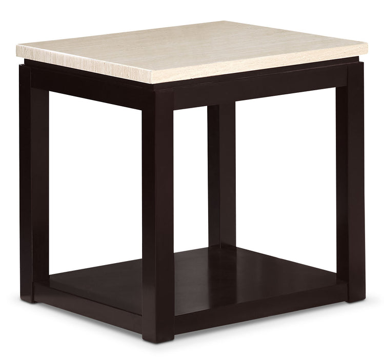Sicily 22\" Modern End Table with Shelf - Beige and Dark Brown 