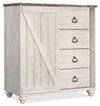 Willowton Bedroom 4-Drawer Chest with Storage Cabinet, 39\"W x 46.3\"H - Whitewash