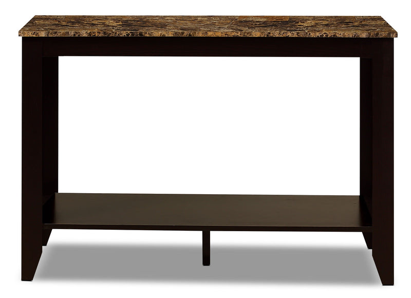 Roma  44\" Rustic Sofa Table with Shelf - Cappucino Marble Look