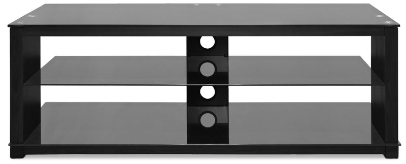 Bello 48\" Modern TV Stand with Storage and Cable Management for TVs up to 55\"- Black with Glass