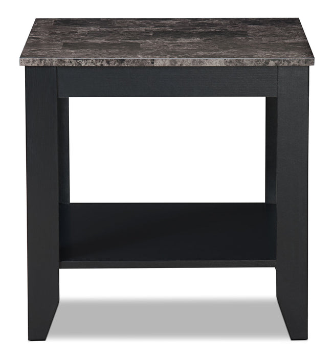 Roma  47.5\" 3-Pack Coffee + 2 End Tables with Shelf - Black Marble Look