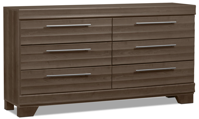 Olivia Bedroom 6-Drawer Dresser, 61.3\"W x 32.8\"H, Made in Canada - Grey