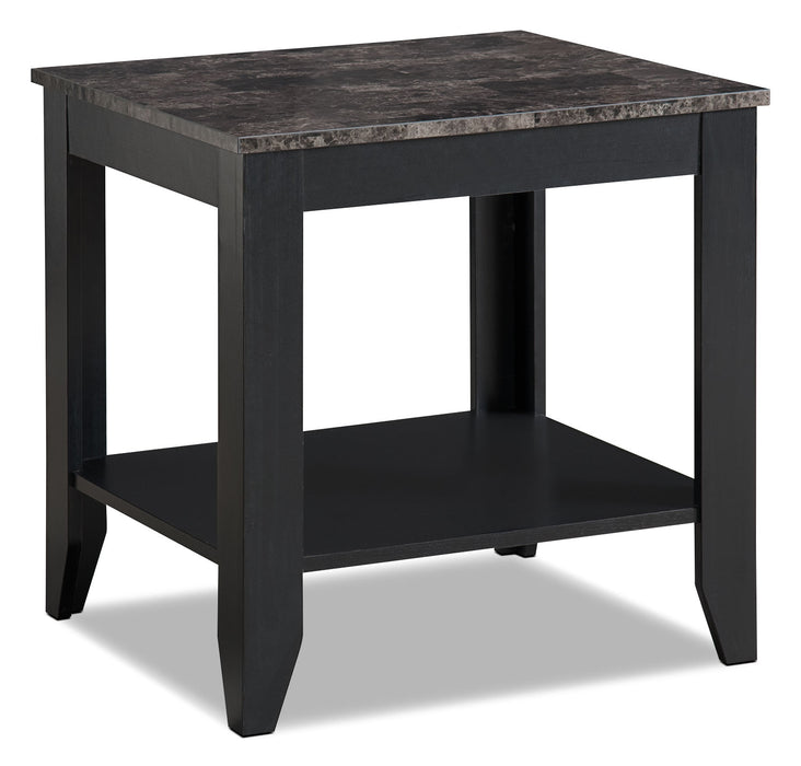 Roma  47.5\" 3-Pack Coffee + 2 End Tables with Shelf - Black Marble Look