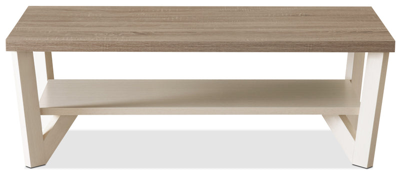 Arika 47.5\" Modern 3-Pack Coffee + 2 End Tables with Shelf - Ivory 