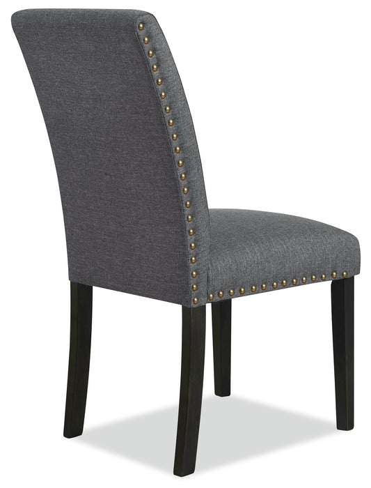 York Wing-Back Dining Chair with Linen-Look Fabric, Button Tufted - Grey