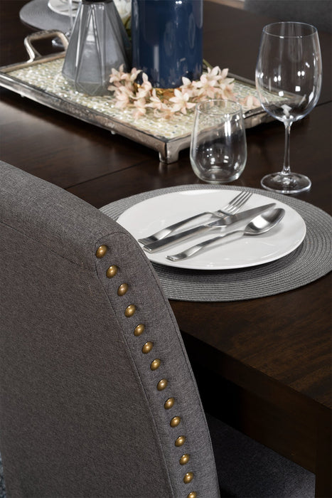 York Wing-Back Dining Chair with Linen-Look Fabric, Button Tufted - Grey