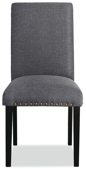 York Wing-Back Dining Chair with Linen-Look Fabric, Button Tufted - Grey