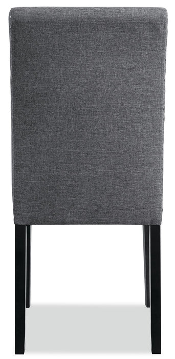 York Wing-Back Dining Chair with Linen-Look Fabric, Button Tufted - Grey